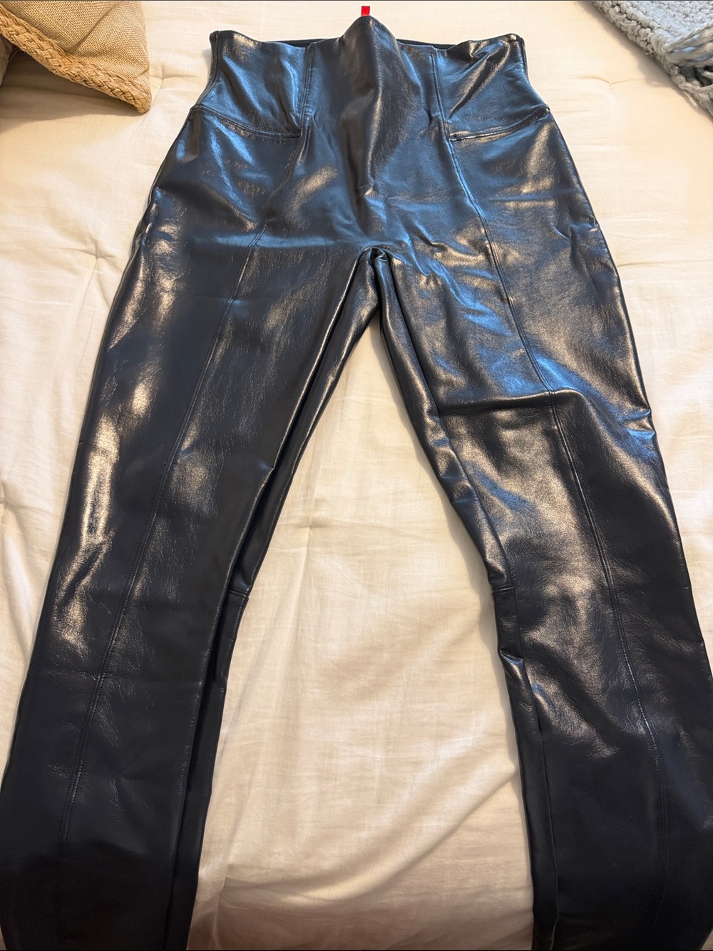 SPANX Black Faux-Leather Skinny Jeans